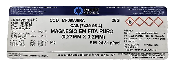 MAGNESIO EM FITA PURO (0,27MM x 3,2MM) 25G *SSP*