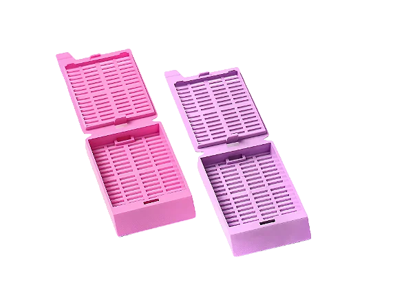 CASSETE PARA INCLUSÃO HISTOLÓGICA 45° ROSA CLARO COM TAMPA REMOVIVEL