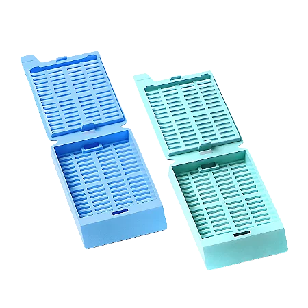 CASSETE PARA INCLUSÃO HISTOLÓGICA 45° AZUL COM TAMPA REMOVIVEL