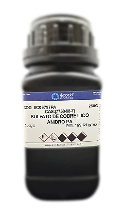 SULFATO DE COBRE II ICO ANIDRO PA 250G