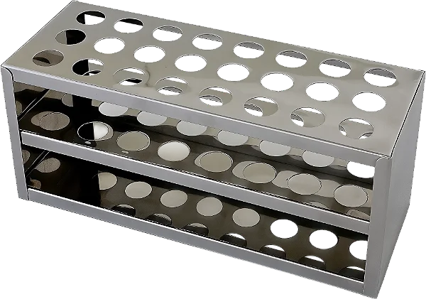ESTANTE DE ALUMINIO SEM CABECEIRA PARA 24 TUBOS DE ENSAIO 16MM