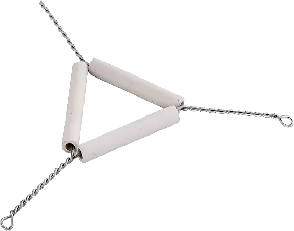 TRIANGULO DE ARAME GALVANIZADO COM TUBO DE PORCELANA COMP. 120MM