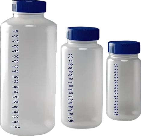 FRASCO DE PLASTICO (PP) GRADUADO COM BOCA LARGA 50MM 500ML