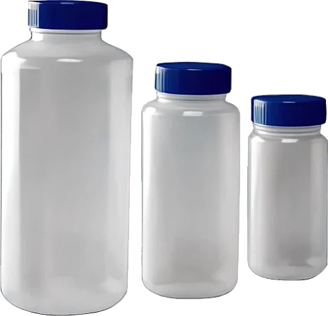 FRASCO DE PLASTICO (PP) SEM GRADUACAO COM BOCA LARGA 50MM 1L