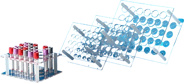SUPORTE DE ACRILICO PARA 24 TUBOS 19MM