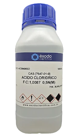 ACIDO CLORIDRICO SOLUCAO 0,5N (M) EM ETANOL 1L CAS 7647-01-0 *SSP*