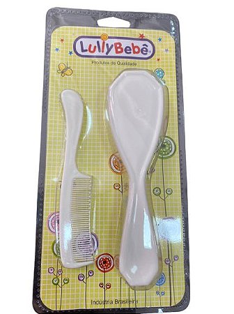 KIT ESCOVA E PENTE BRANCO LISO - LULLY BABY