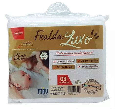 Fralda De Pano Minasrey Com Bainha Luxo - 65cm X 70cm