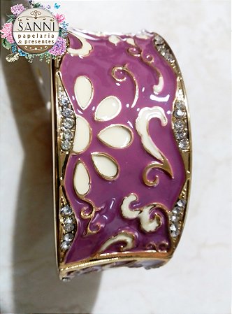 Pulseira bracelete em ferro decorada e pintada.