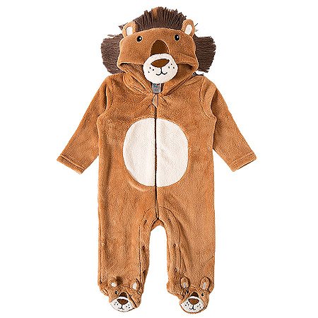 Macacão Infantil Pelúcia Plush Leãozinho Bebê Tip Top
