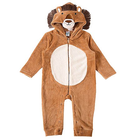 Macacão Infantil Pelúcia Plush Leãozinho Toddler Tip Top