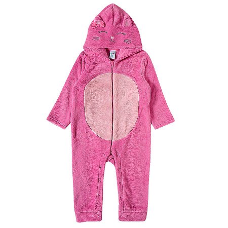 Macacão Infantil Pelúcia Plush Rosa Tiptop Toddler