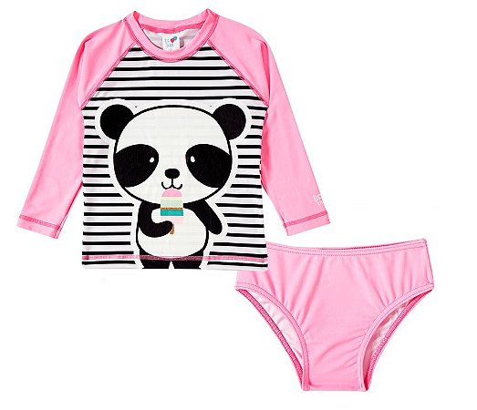 Conjunto Praia Kids Panda Elastano Proteção Tip Top