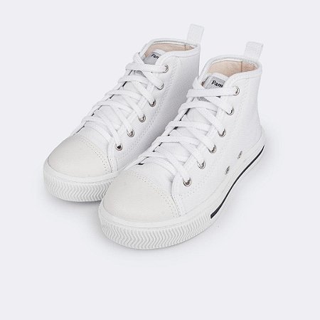 Tênis Cano Médio Pampili Easy Branco e Nude