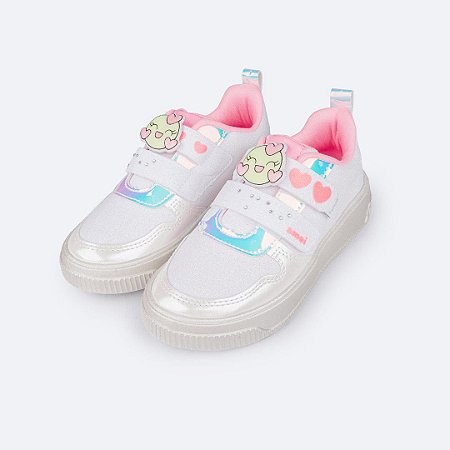 Tênis Infantil Pampili XP 21 Corações Diversos Fofurômetro Branco