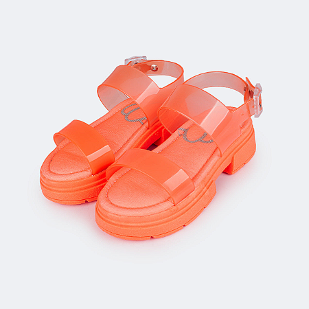 Sandália Feminina Tweenie Maya Glee Tiras Laranja Neon