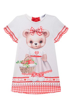 Vestido Infantil em Fly Tech ursinha Kukiê
