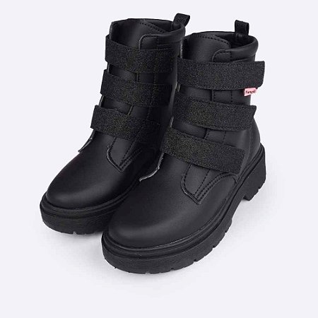 Bota Coturno Infantil Menina Pampili Velcro Triplo Glitter