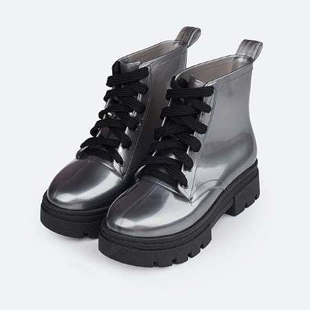 Bota Coturno Tweenie Ibiza Glee  Prata Cintilante Pampili