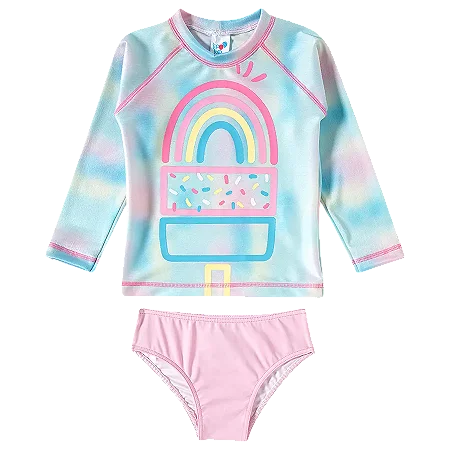 Conjunto praia sorvete alfabeto rosa com proteção solar Tip top