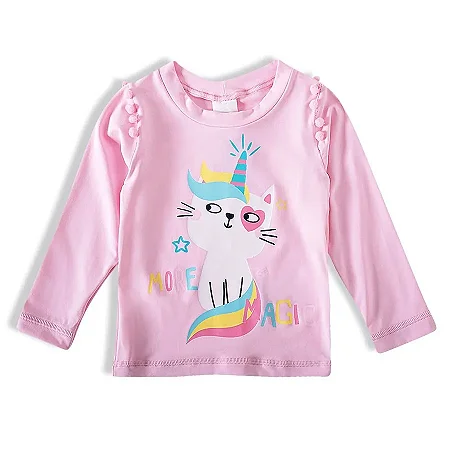 Camiseta praia manga longa gatinha kids proteção uv50+ Tip Top