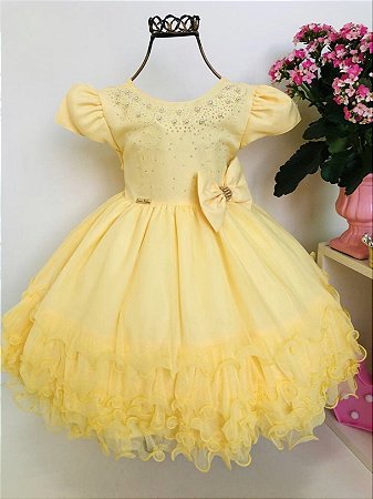 vestido de festa amarelo infantil