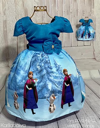 vestido de festa da frozen infantil