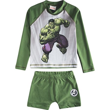 Conjunto De Praia Infantil Com Proteção Solar Incrivel Hulk  Tip Top - (FPS 50+)