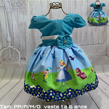 vestido tematico alice no pais das maravilhas