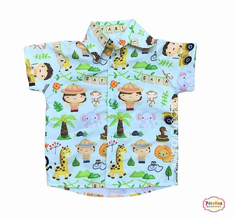 Camisa Infantil Safari Temática 1/2/3/4 /anos