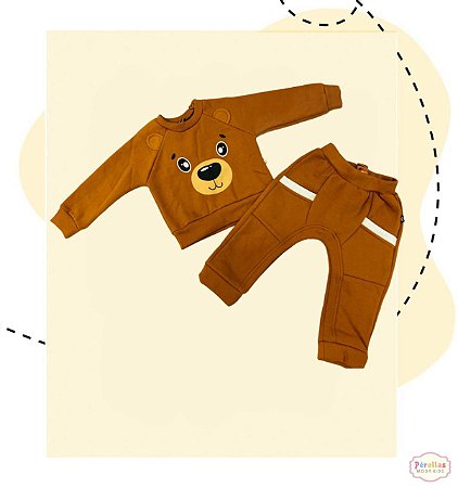 Conjunto Bebê Moletom Inverno Urso P/M/G/GG