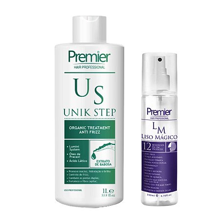 Kit Premier Unik Step Progressiva Sem Formol Passo Único 1l + Liso Mágico 200ml