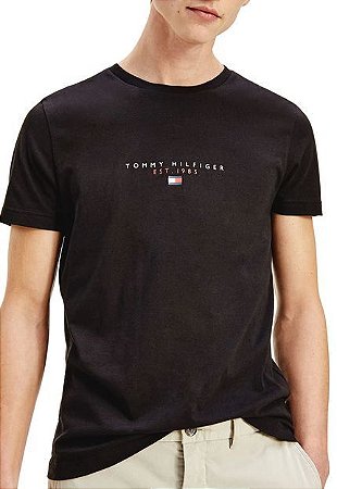 Camiseta Tommy Hilfiger Essential Tommy Masculina Preta - Marathon Artigos  Esportivos