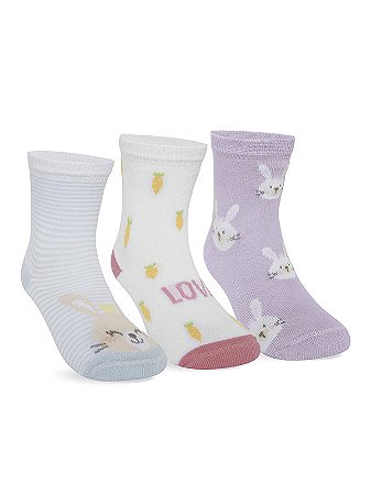 MEIA BEBÊ MENINAS - KIT 3 PARES
