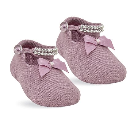 MEIA RECÉM NASCIDO - SAPATINHO C/ APLIQUES