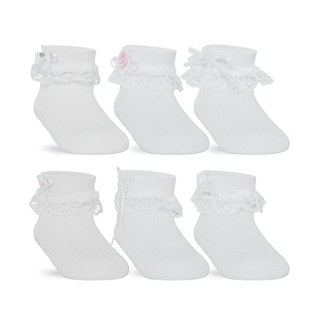 MEIA BEBE POLIAMIDA COM APLIQUE