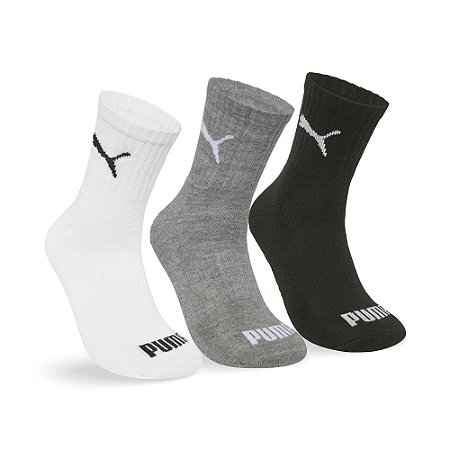 MEIA CANO MEDIO ESPORTIVA MASCULINA - KIT 3 PARES