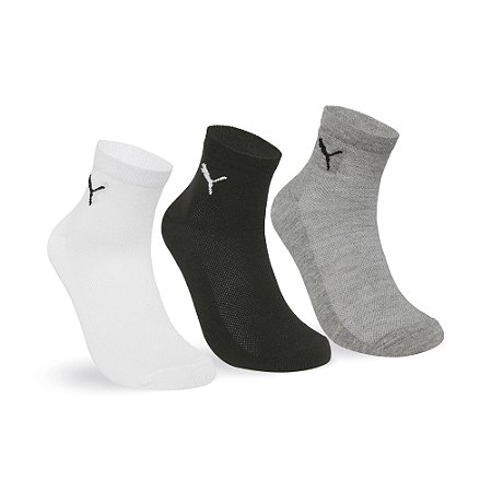 MEIA CANO MEDIO ESPORTIVA MASCULINA - KIT 3 PARES