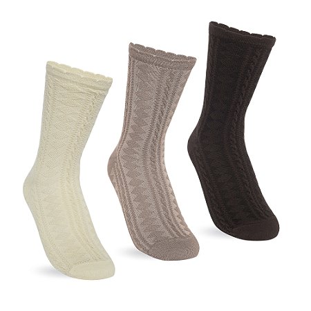 MEIA FEMININA CANO LONGO KIT 3 PARES