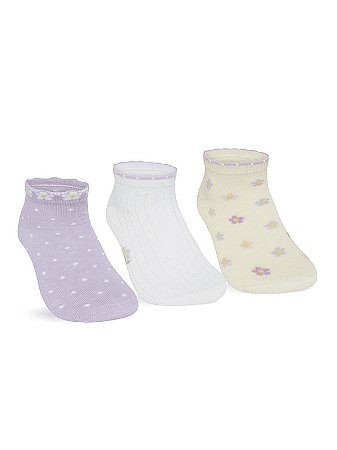 MEIA SAPATILHA INFANTIL MENINAS - KIT 3 PARES