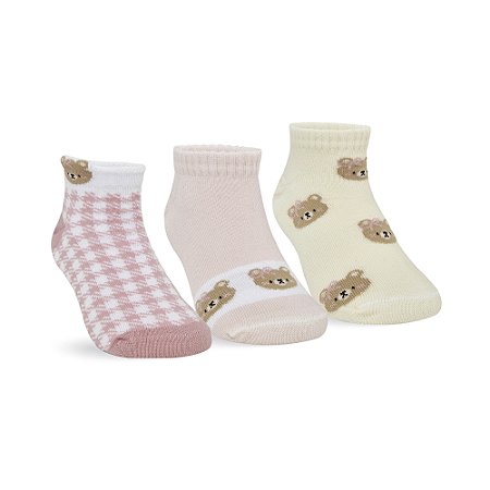 MEIA SAPATILHA INFANTIL MENINAS - KIT 3 PARES