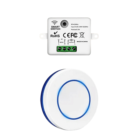 Interruptor RF433 com Botão Sobrepor 3m Sem fio Controle Remoto