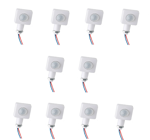 Sensor de Presença Externo Impermeável Ajustável Com Rotação IP54 Branco - 10 Unidades