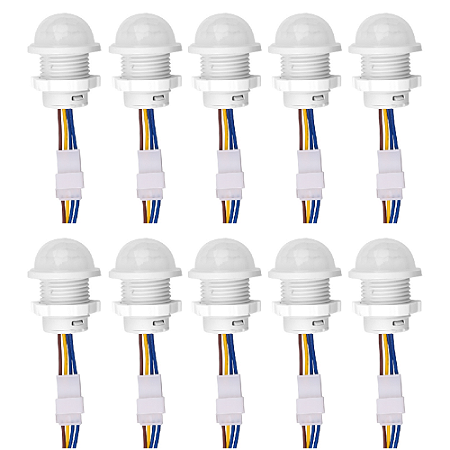 Sensor De Presença Movimento Iluminação com Ajuste de Tempo e Luz 110/240v - 10 Unidades