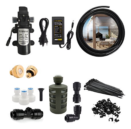 Kit Climatizador De Ambiente Por Super Névoa Alta de Bomba 60w Tubo de 10m