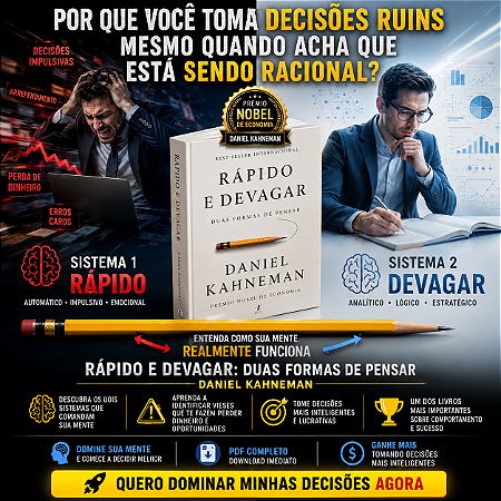 Rápido e Devagar: Domine Sua Mente, Decida Melhor e Ganhe Mais – Ebook Completo de Daniel Kahneman (Leitura Imediata)