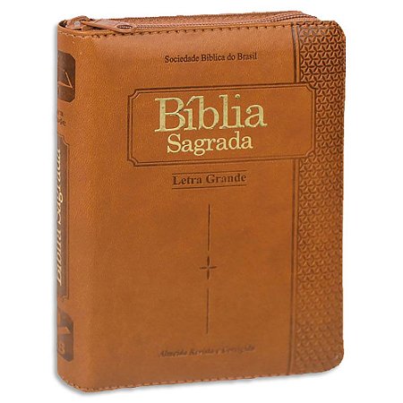 Bíblia Sagrada Letra Grande Zíper e Índice Marrom