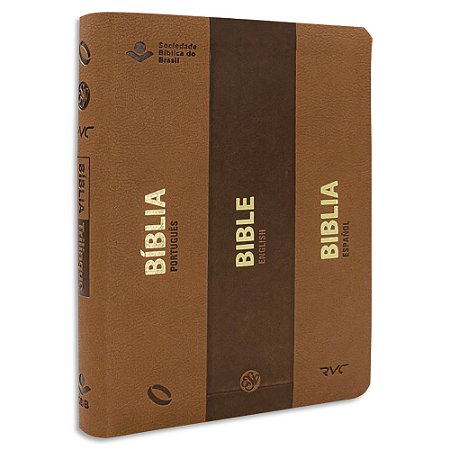 Bíblia Trilíngue NAA, ESV, RVC capa Marrom