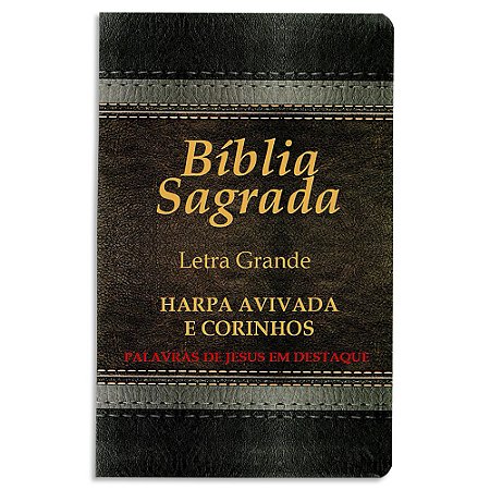 Bíblia com Harpa e Corinhos Letra Grande capa Marrom e Cinza