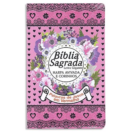 Bíblia Feminina com Harpa e Corinhos Letra Gigante capa Pink